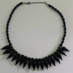 Unique Beautiful Black and Green Glass Bead Necklace